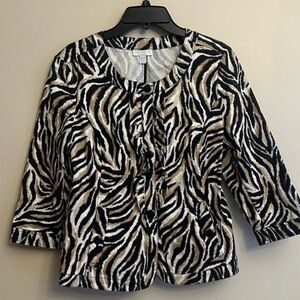 Zebra Print Statement Jacket Petite Medium Animal Print Blazer